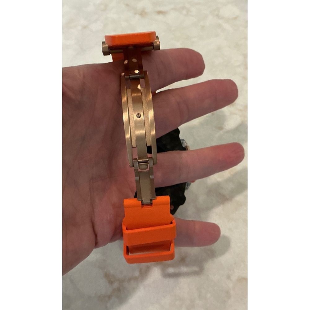 Carbon Fiber Apple Watch Case 44/45/46/49mm Orange Band Double Vision - Picture 6 of 12